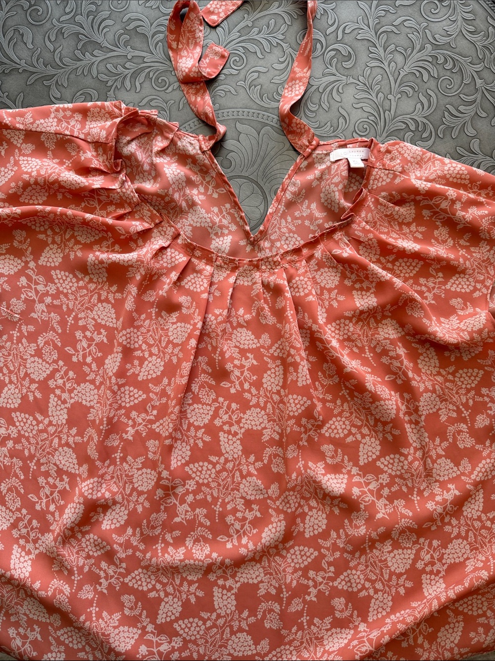 LC Lauren Conrad Coral Floral Halter Camisole